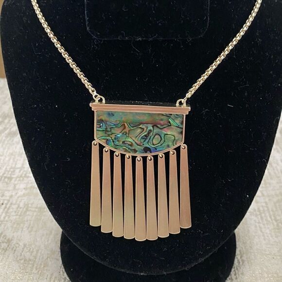 Kendra Scott Gold Ellen Abalone Shell Long Necklace. Box and Dust Bag. NWT - Picture 2 of 9